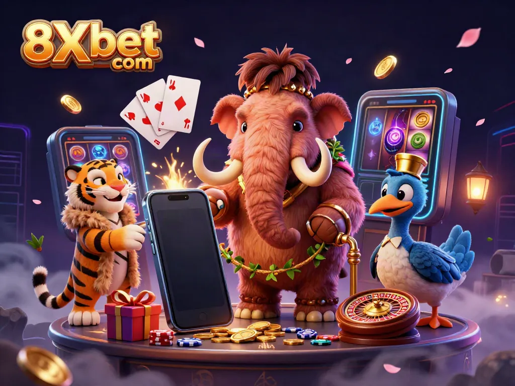 Experience thrilling gameplay at 8Xbet com with vibrant slot games and energetic casino characters.