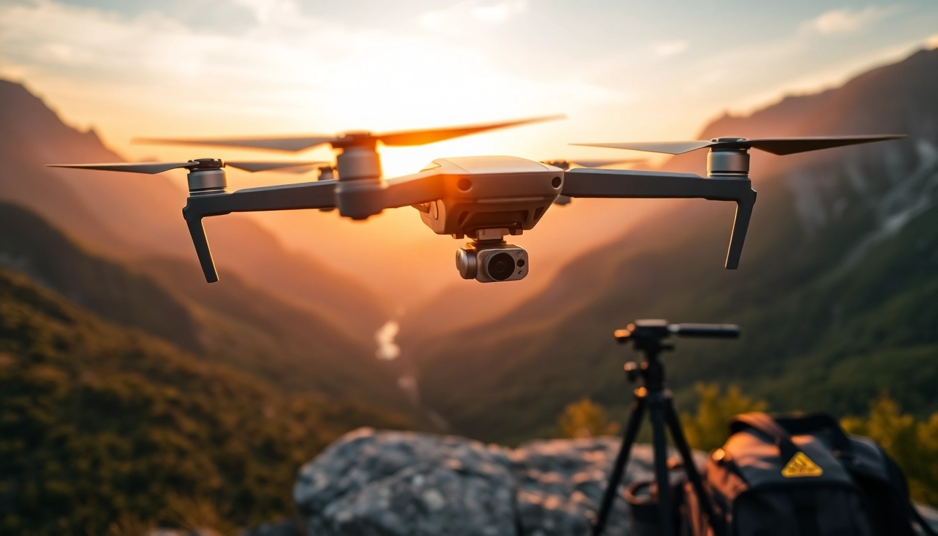 Vola con il mavic 3e mentre fotografa un tramonto mozzafiato.