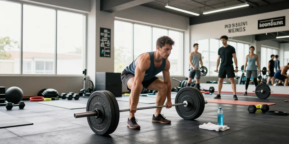 Muscular man lifting weights at Steroide Boutique gym, showcasing dedication and fitness.