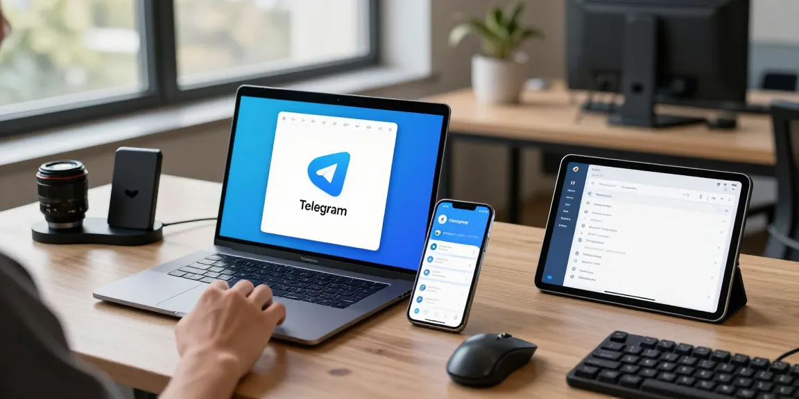 Seamless Telegram Download experience showcased on multiple devices in a modern workspace.
